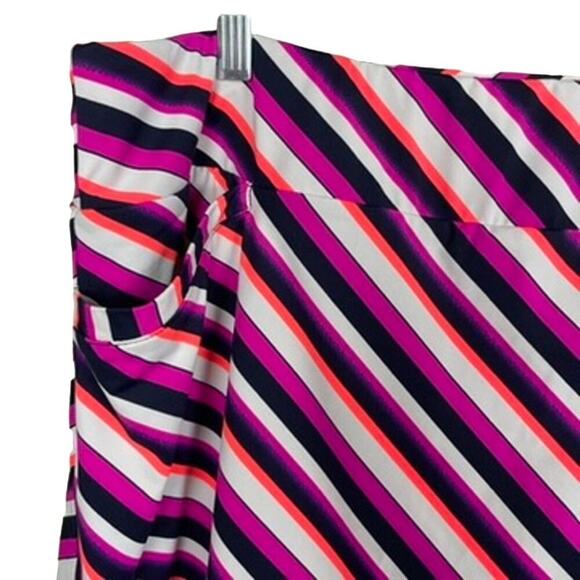 Tail Skort XL Fuchsia Orange Black Striped Side Pleat Skirt w/ Pockets - Picture 3 of 8